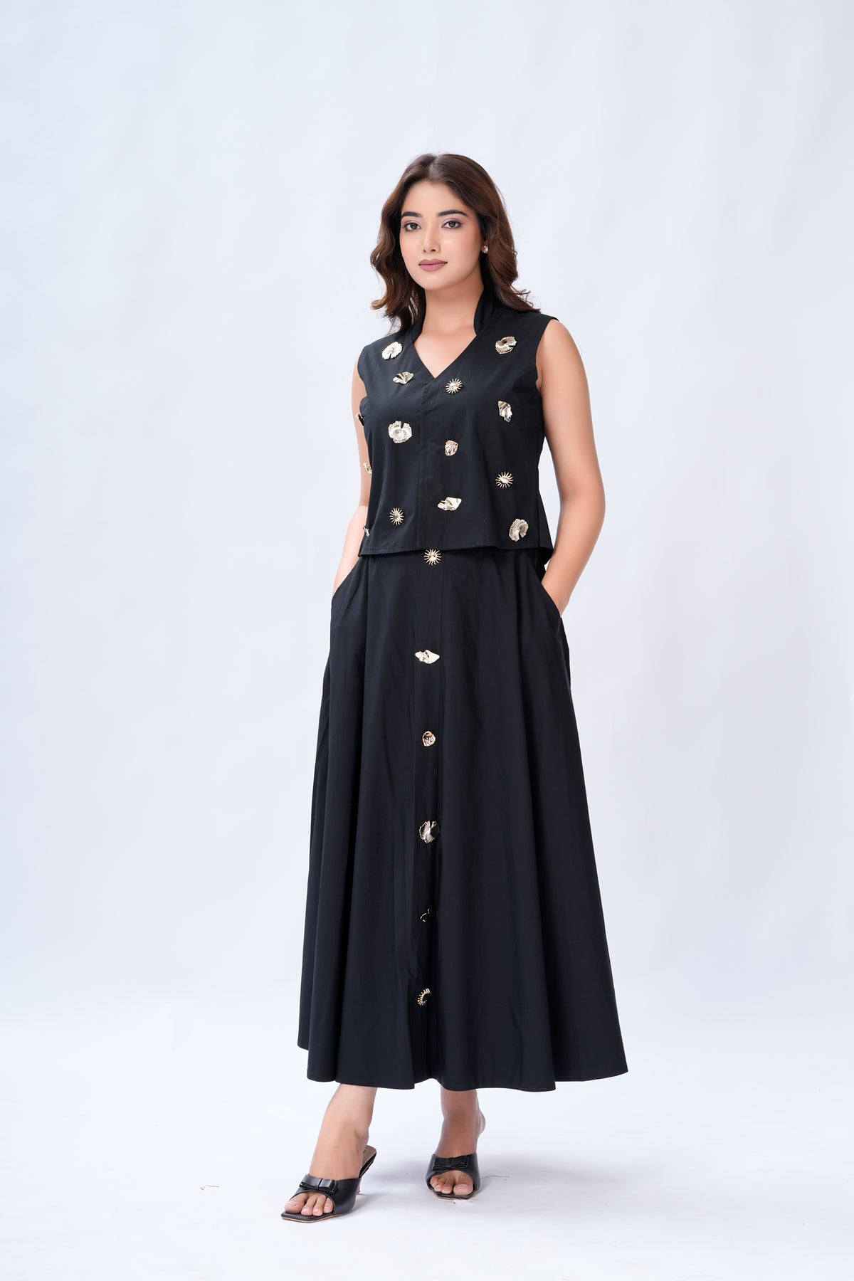 Aurelia pearl & Gold skirt set