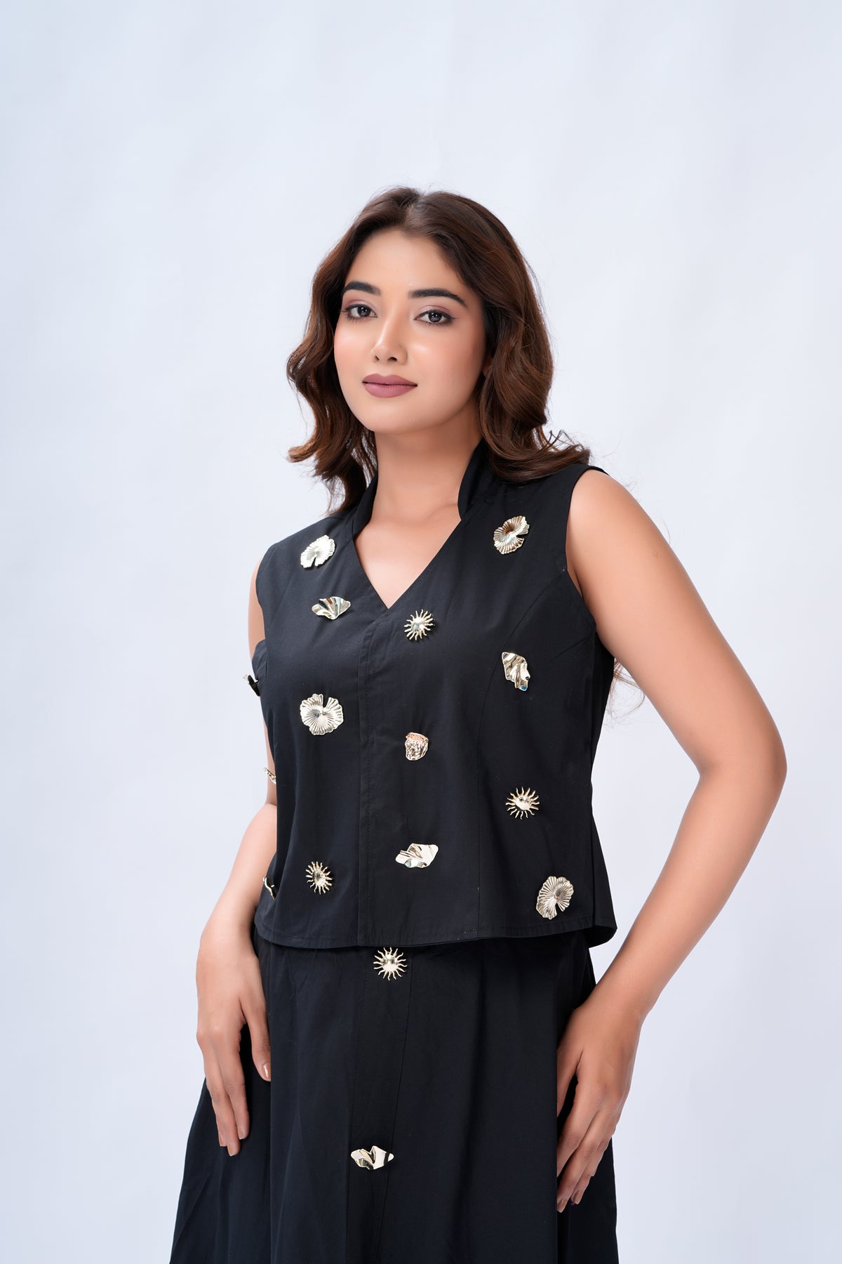 Aurelia pearl & Gold skirt set